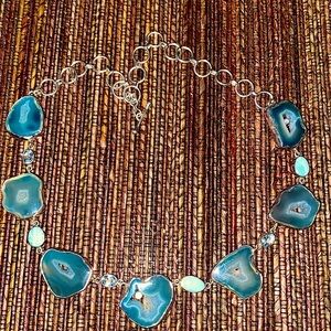 Blue Agate Raw stone Necklace